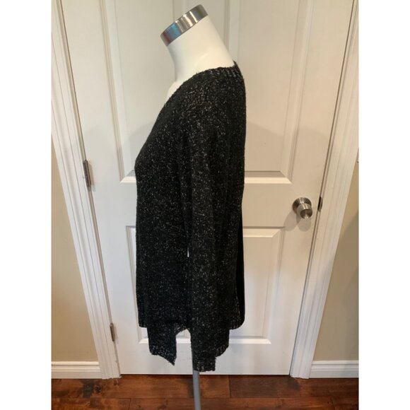 Curio Black & White Speckled Knit V-Neck Sweater, Size Small - Picture 4 of 6